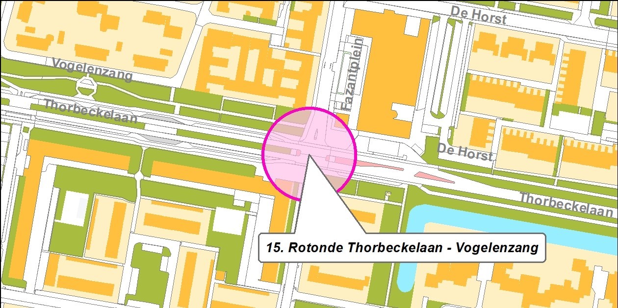 Kaartje Rotonde Thorbeckelaan Vogelenzang