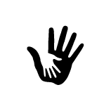 Hand met klein handje
